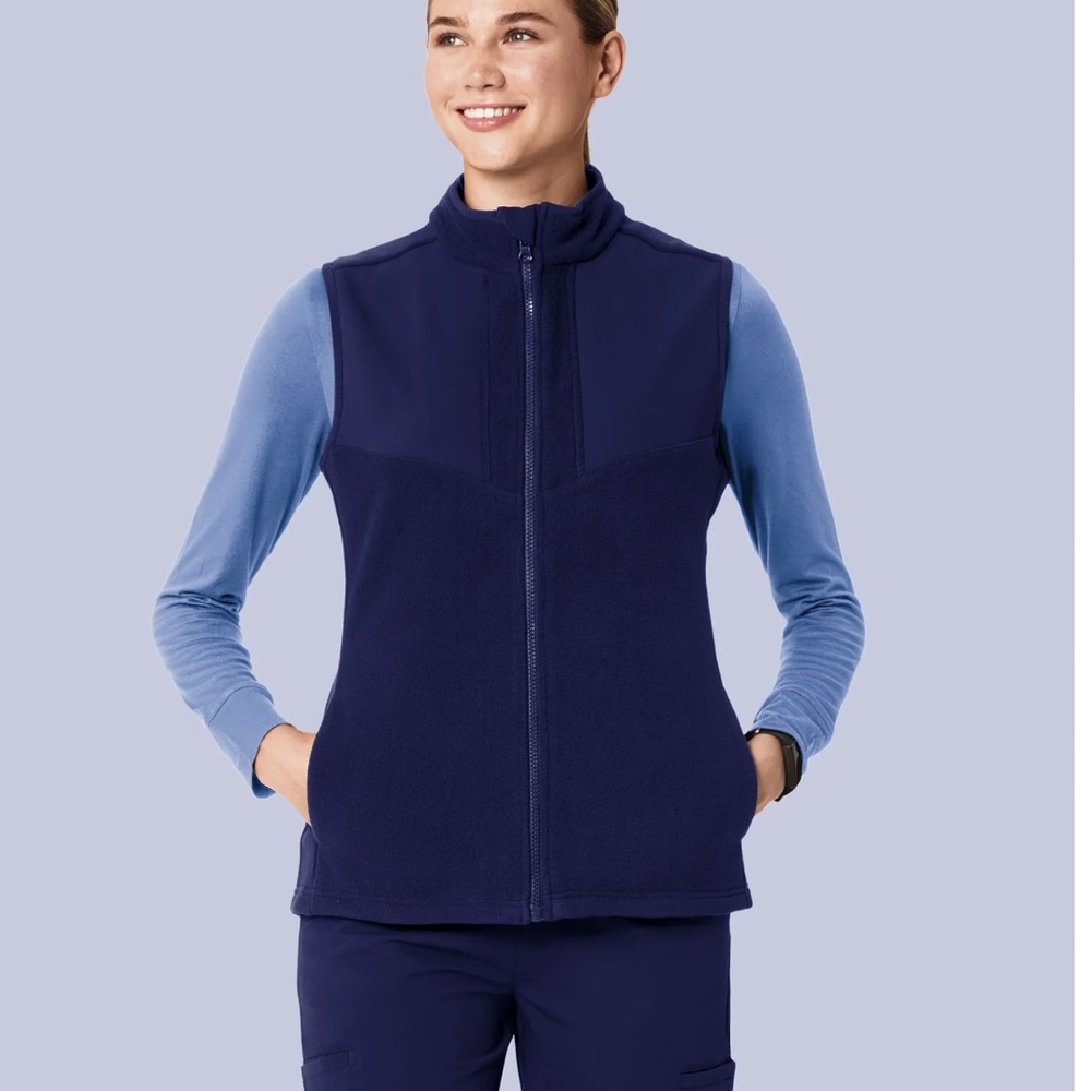 Women's Navy Blue Fleece Scrub Vest